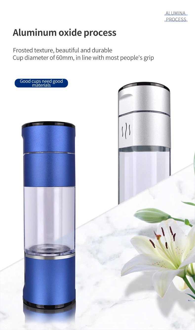 8000ppb Hydrogen-rich Water Cup DupontN117 SPE+PEM Business Sports Water Cup 1.8W Electrolysi Generator H2 Hydrogen Water Bottle