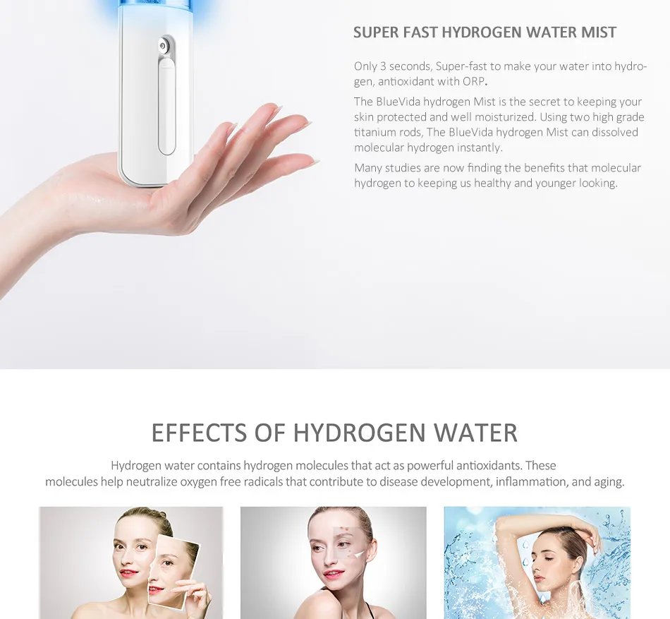 High Hydrogen Max 800ppb Hydrogen Rich Water Mister  Super Anti-oxidant ORP Portable & Easy Operation Hydrogen Water Sprayer