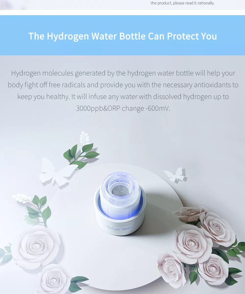 Max 3000ppb Bluevida Hydrogen Water Bottle Generator Anti-Aging 3000mAh Large Capacity Long Working Times Portable for Sports