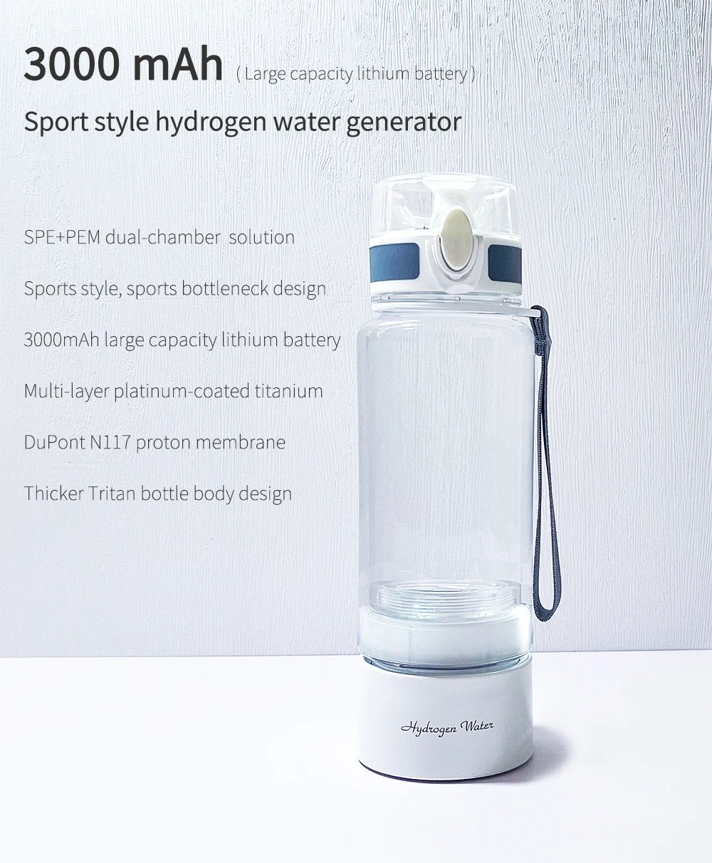 Max 3000ppb Bluevida Hydrogen Water Bottle Generator Anti-Aging 3000mAh Large Capacity Long Working Times Portable for Sports