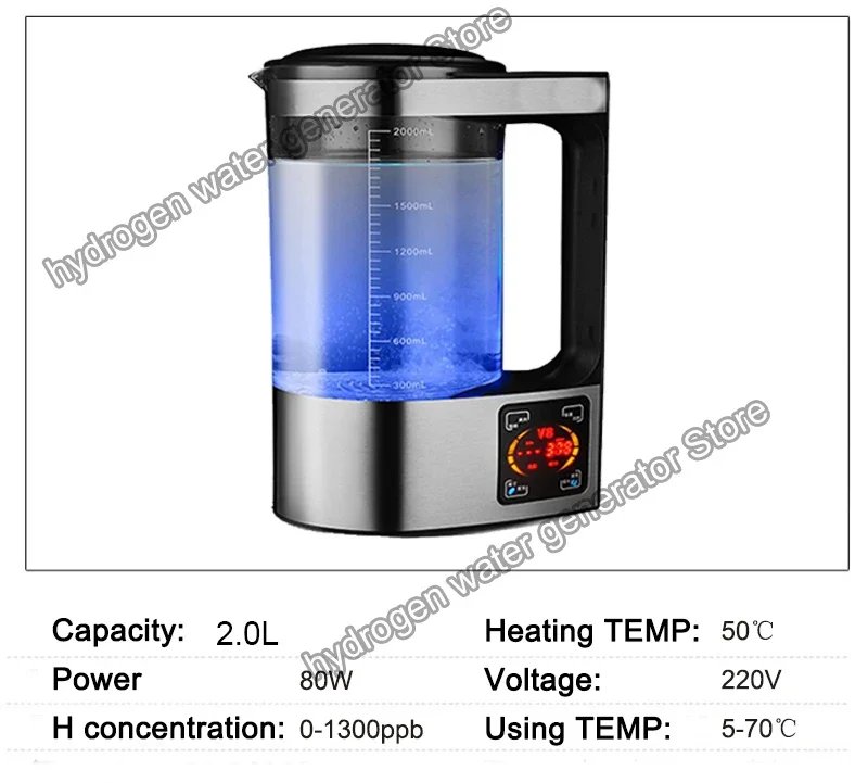 Hydrogen rich Electric Kettle Healthy Hydrogen-rich Generator Electrolysis Water Heating Machine 2L for English manual