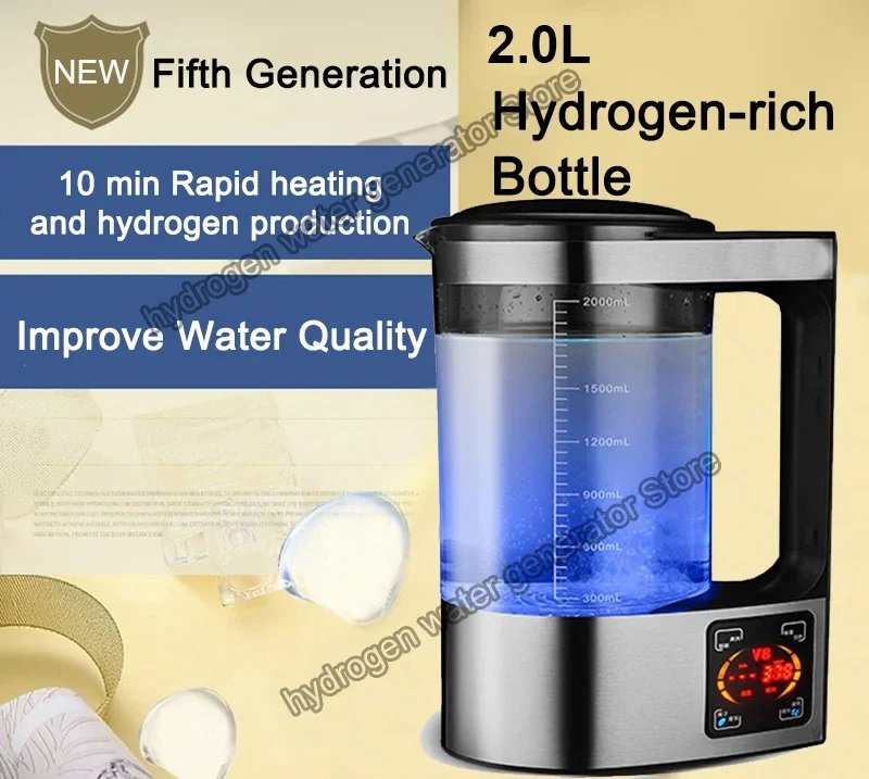 Hydrogen rich Electric Kettle Healthy Hydrogen-rich Generator Electrolysis Water Heating Machine 2L for English manual